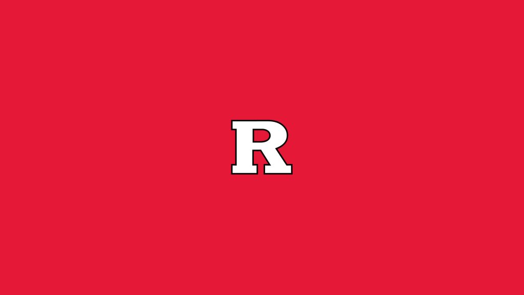 Minimalist Rutgers University block R logo wallpaper crisp white letter black outline scarlet red background