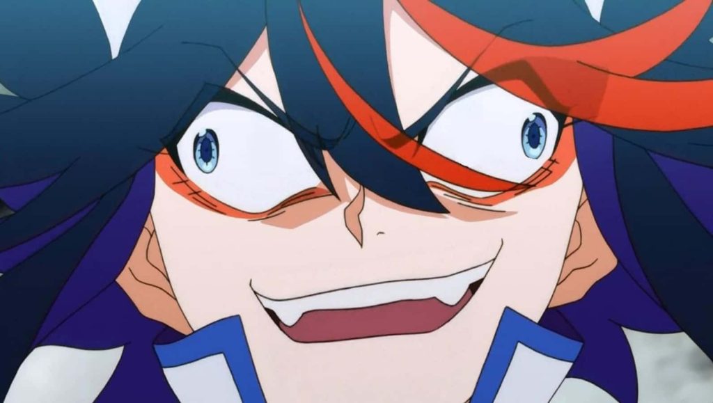 Ryuko Matoi intense close-up wild expression black hair red streak Kill la Kill anime wallpaper