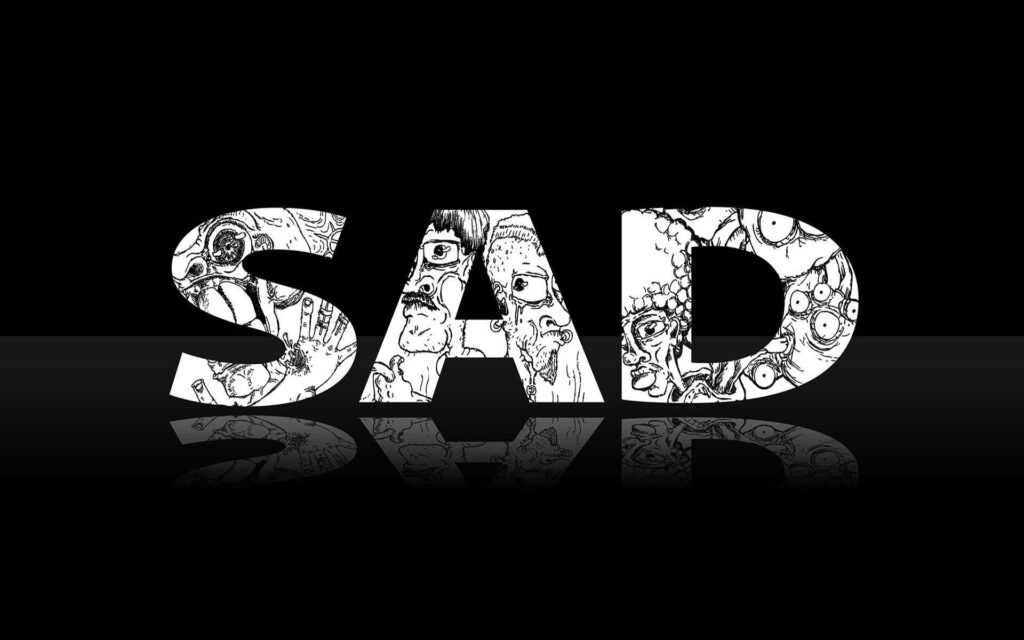 Haunting SAD Wallpaper: Bold Textured Letters on Black Background
