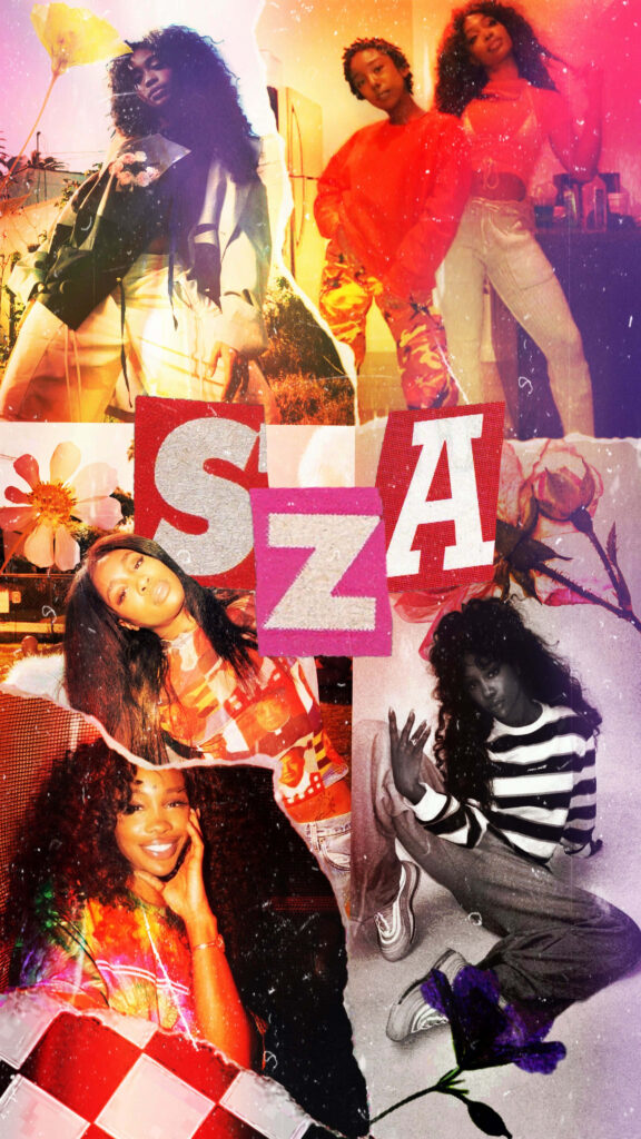 Vibrant SZA Aesthetic Collage Wallpaper | Colorful Art Background