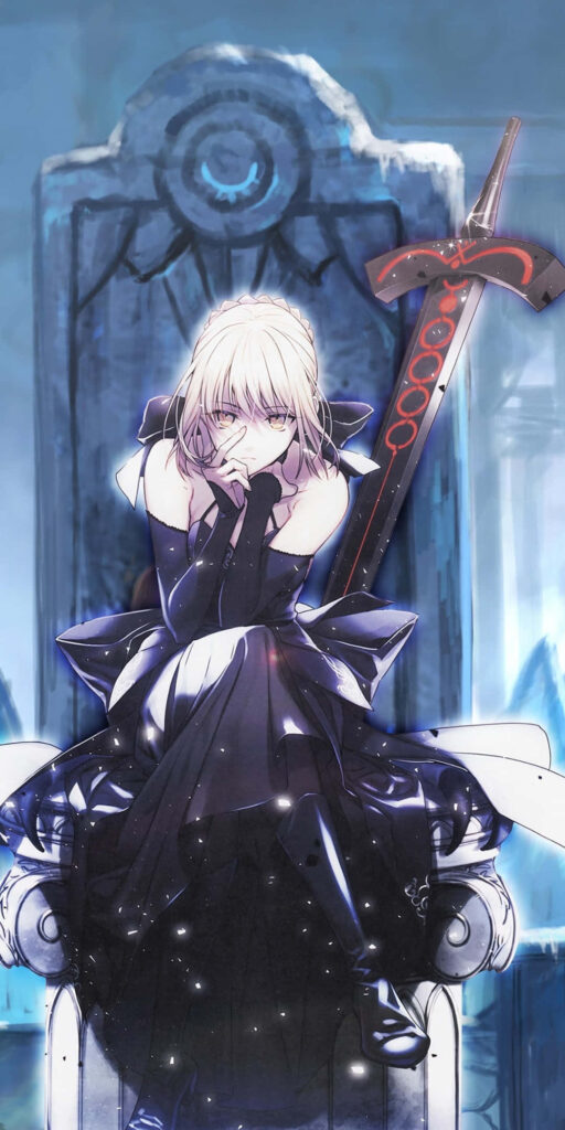 Saber Alter Throne Wallpaper: Gothic Power & Mystery Background