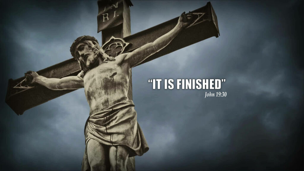 The Crucifixion: Jesus Christ's Parting Words Embraced by a Gray Sky - Divine Laptop Wallpaper