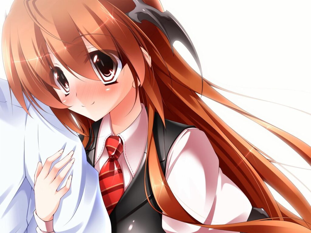 Anime Girl with Expressive Eyes: Sadness & Formal Charm Wallpaper