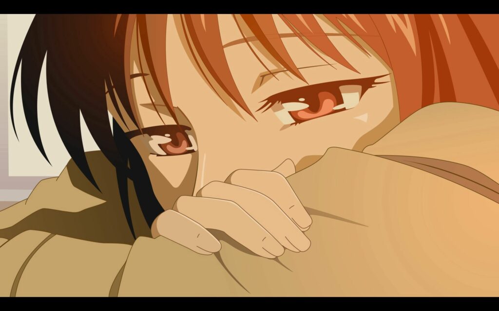 Expressive Anime Girl Wallpaper: Poignant Sad Eyes & Soft Colors
