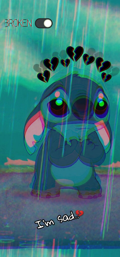 Sad Cartoon Character iPhone Wallpaper – Heart Rain | Emotional Background