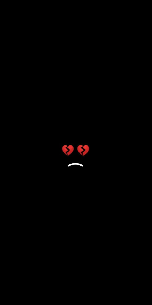 Sad Face Wallpaper: Black Background with Red Broken Heart Eyes