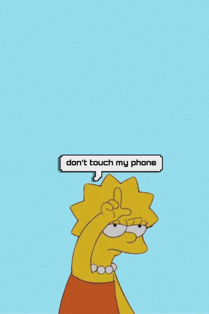 Sad Lisa Simpson Minimalist Wallpaper: 'Don't Touch My Phone'