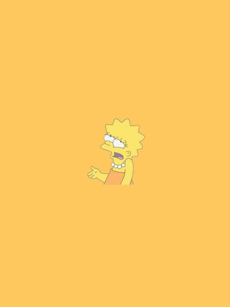 Lisa Simpson Sad Minimalist Wallpaper on Yellow Background