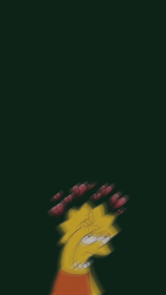 Sad Lisa Simpson Wallpaper with Red Hearts Background