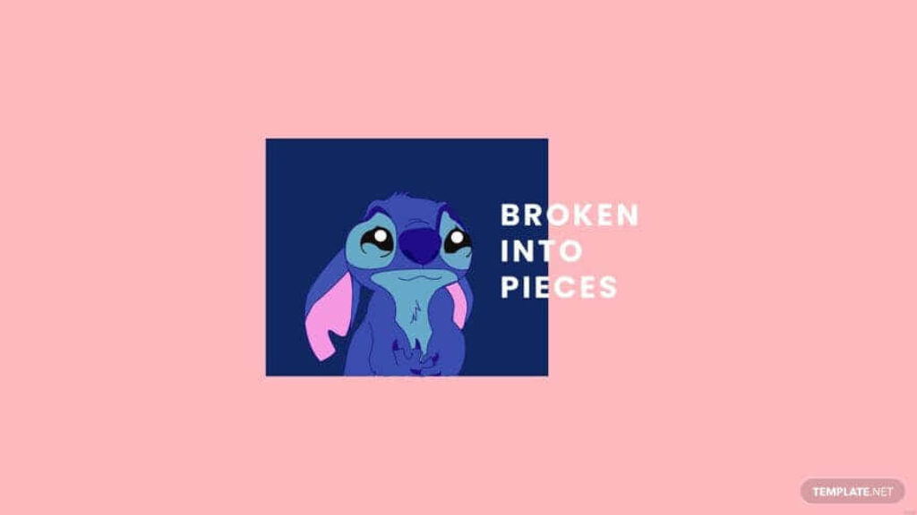Sad Stitch Wallpaper: Broken into Pieces on Pink Background