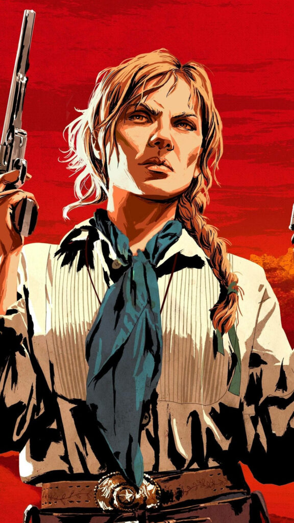 “Sadie Adler Wallpaper: Bold Red Background for Red Dead Redemption Fans”