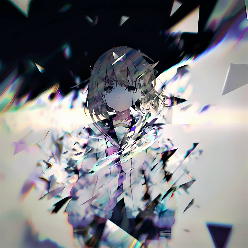 Sadness and Isolation: Abstract Anime Girl Wallpaper 4096x4096