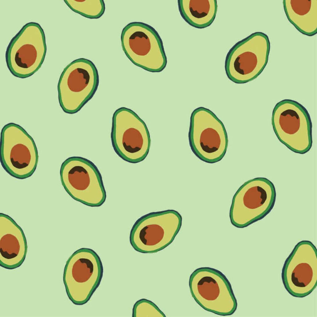 Fruitful Adorables: Delightful Avocado Grace a Lush Green Canvas Wallpaper