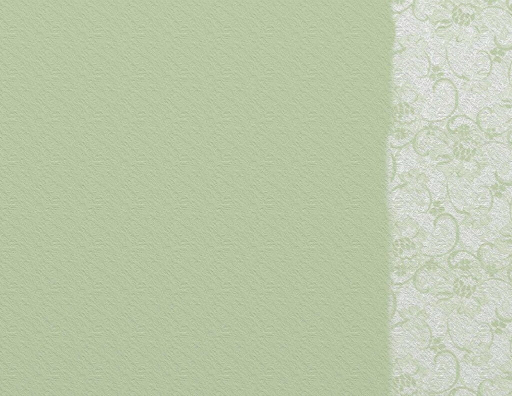 Sage green textured wallpaper with delicate white lace floral border for elegant decor