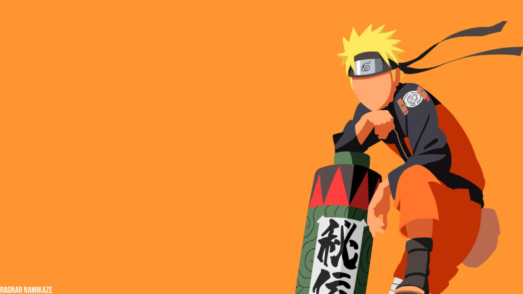 Naruto in Sage Mode: Majestic 4K Ultra HD Wallpaper with a Vibrant Orange Backdrop
