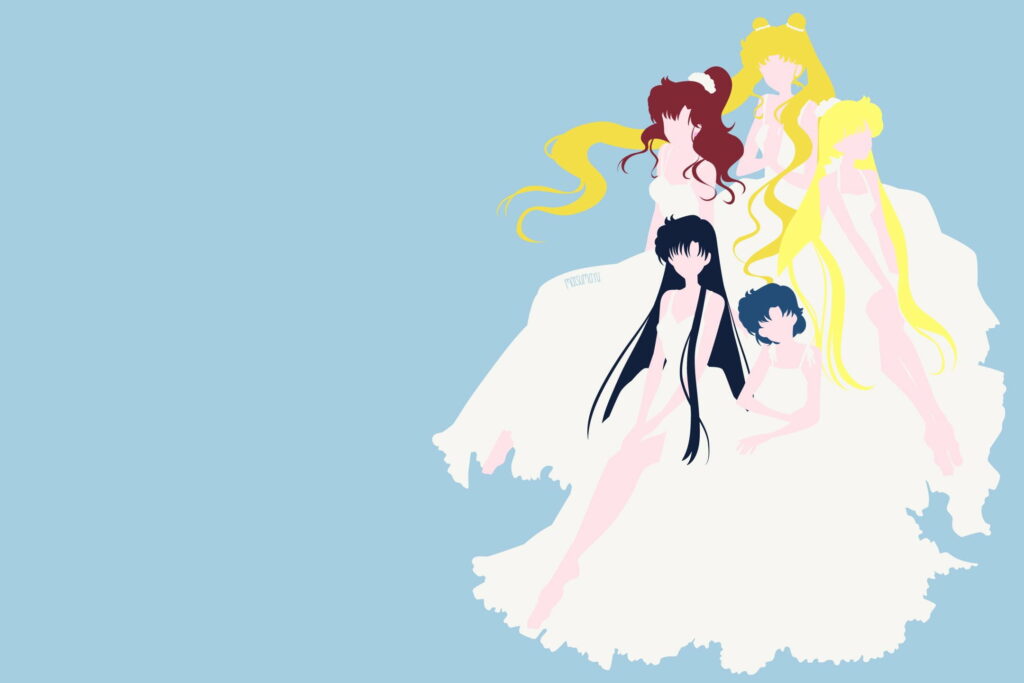 Sailor Moon Crystal: Elegant Anime Wallpaper with Minimalistic HD Background