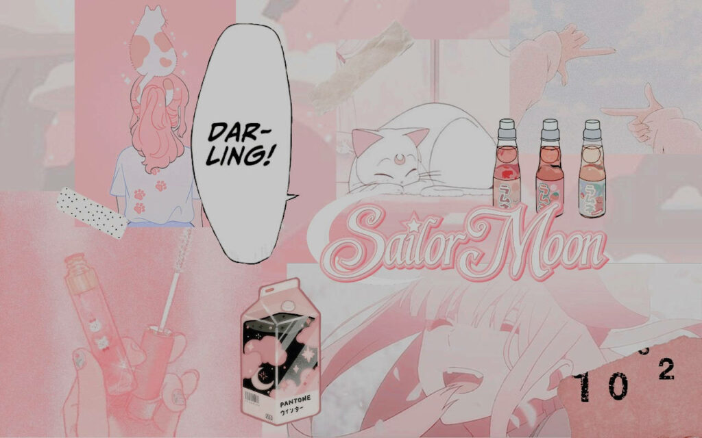 Kawaii Sailor Moon: A Delightful Pink Anime Desktop Wallpaper