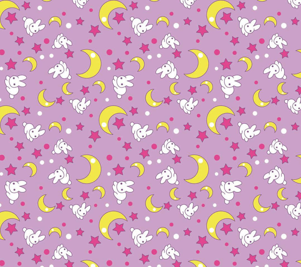 Charming Sailor Moon Pastel Wallpaper with Stars & Bunnies