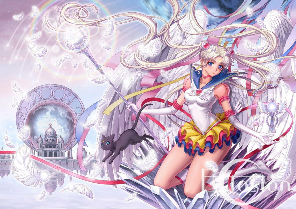 Luna's Guidance: Graceful Sailor Moon & Usagi Tsukino in a Stunning HD Wallpaper