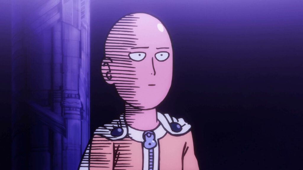 Epic Saitama Wallpaper: One-Punch Man's Blank Expression Art
