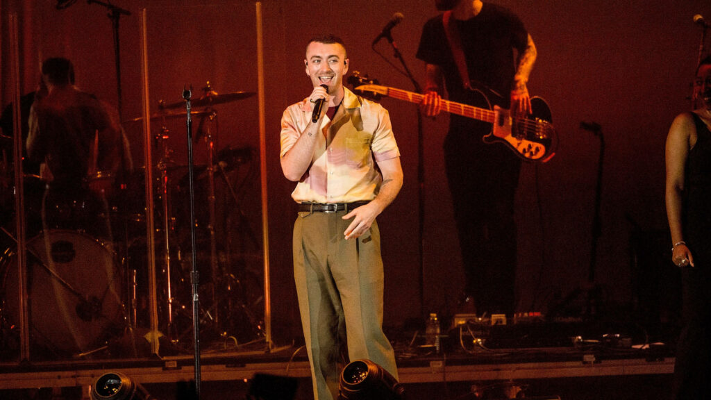 Sam Smith Live at Hollywood Bowl 2017: Vibrant Stage Performance Wallpaper