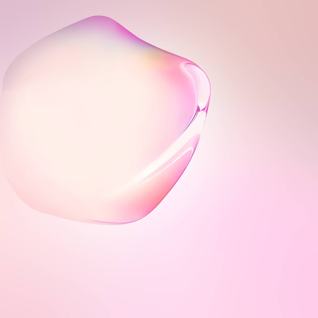 Samsung Galaxy Note 10 wallpaper with smooth translucent pink bubble in 3D digital art background