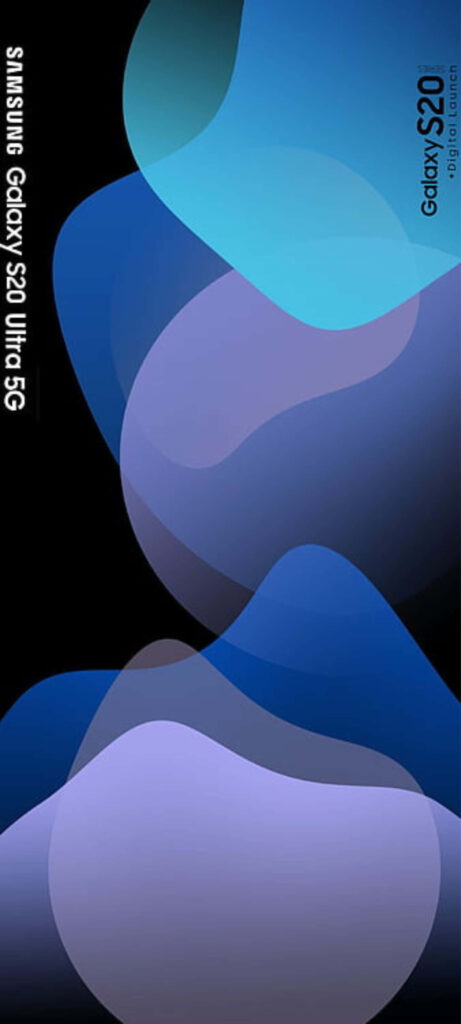Stylish Samsung Galaxy S20 Wallpaper: Abstract Blue & Purple Waves