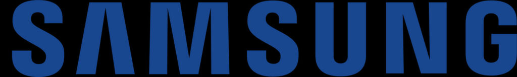Samsung Logo Wallpaper: Bold Blue Design on Transparent Background