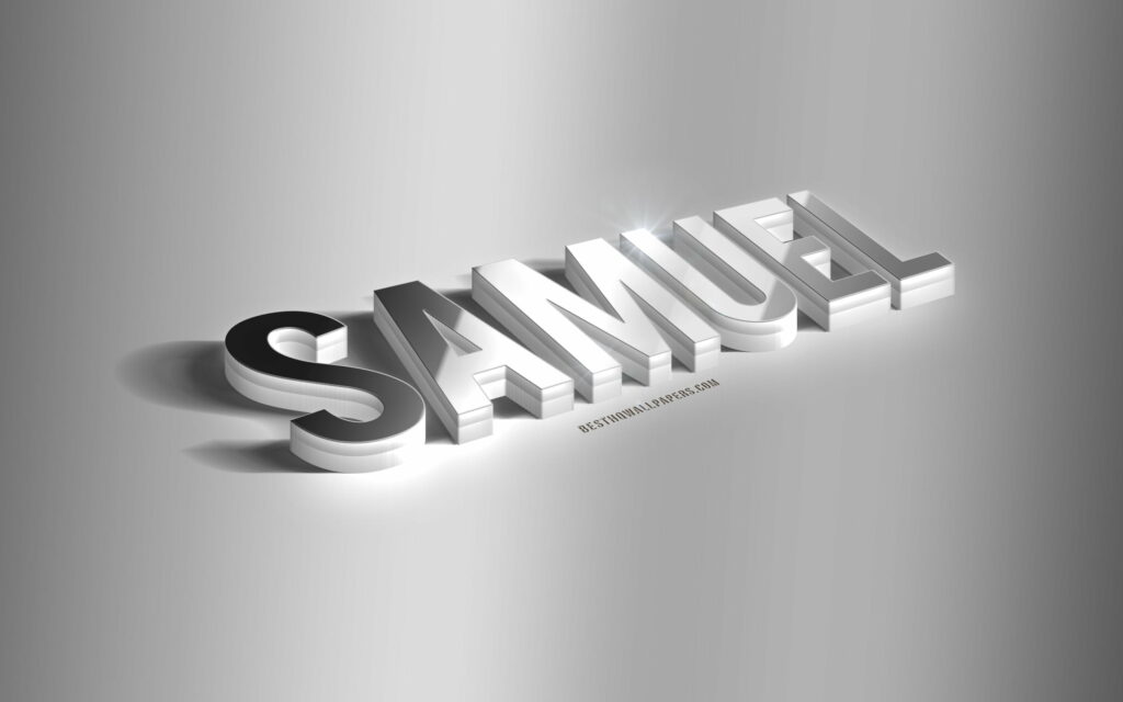 Captivating Samuel: A Silver 3D Art Masterpiece on a Subtle Gray Background - Perfect as a Samuel Greeting Card or HD Wallpaper