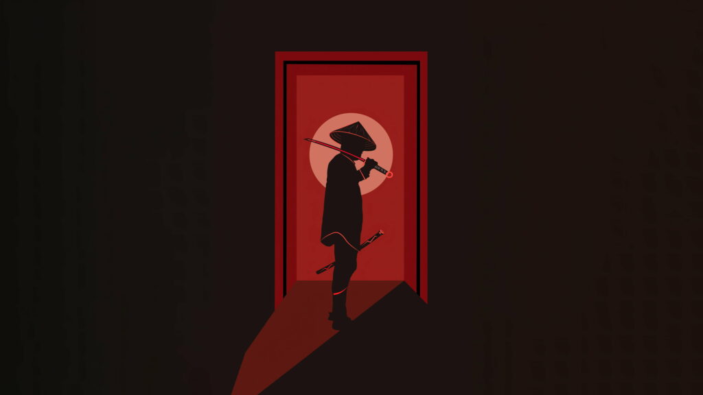 Shadowed Samurai: Embracing Minimalistic Darkness - 5K Wallpaper Artwork