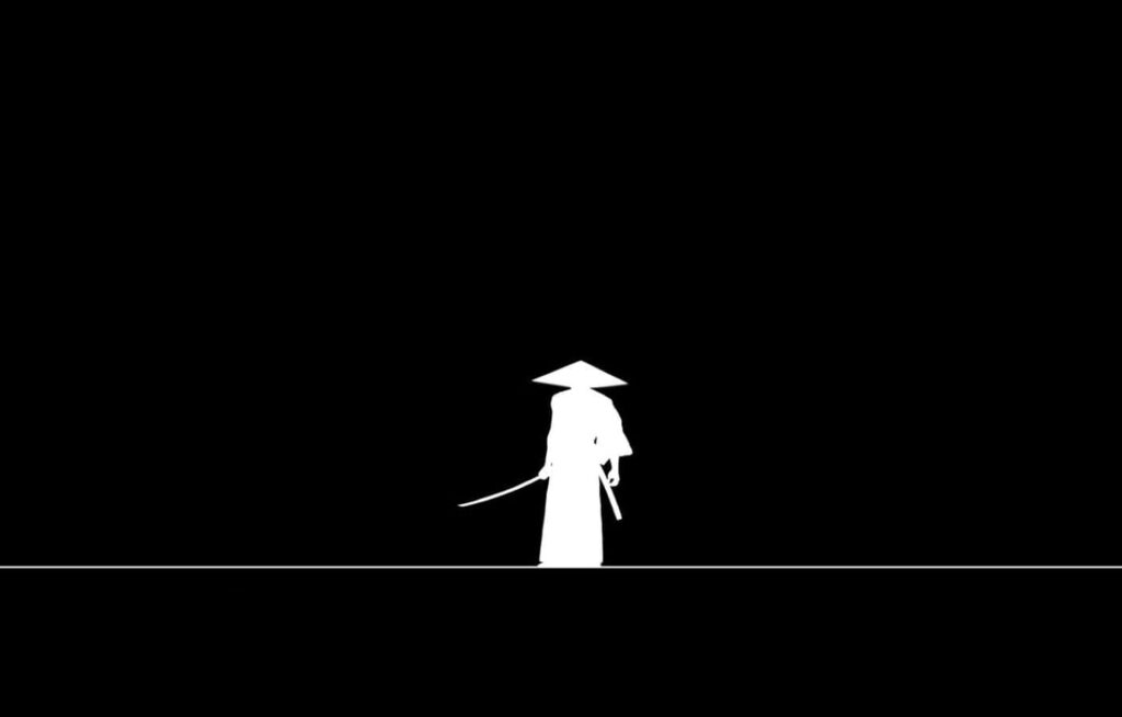 Stunning Black and White Samurai Wallpaper: Strength in Simplicity