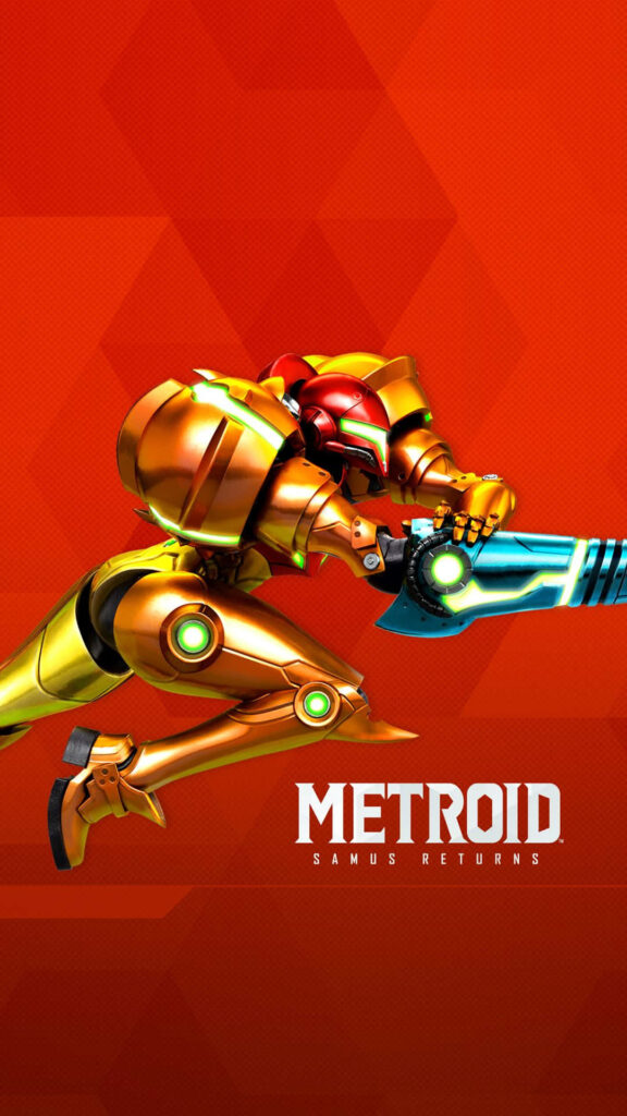 Dynamic Samus Aran Wallpaper - Bold Red Aesthetic for Metroid Fans
