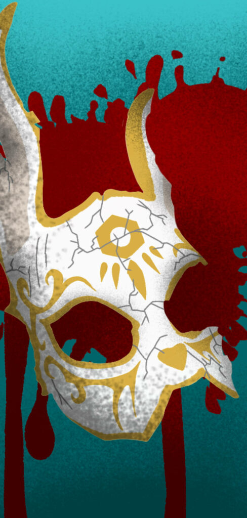 Iconic Sander Cohen Mask Wallpaper: Dramatic Red Background