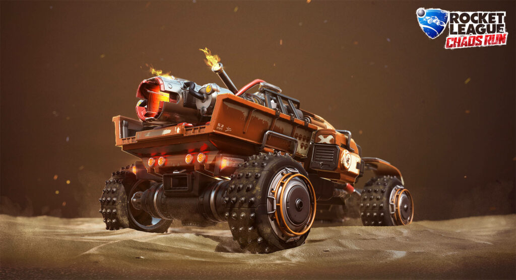 Sandstorm Battle: Unleashing the Thrills of Rocket League with a Brown Battle Car Wallpaper
