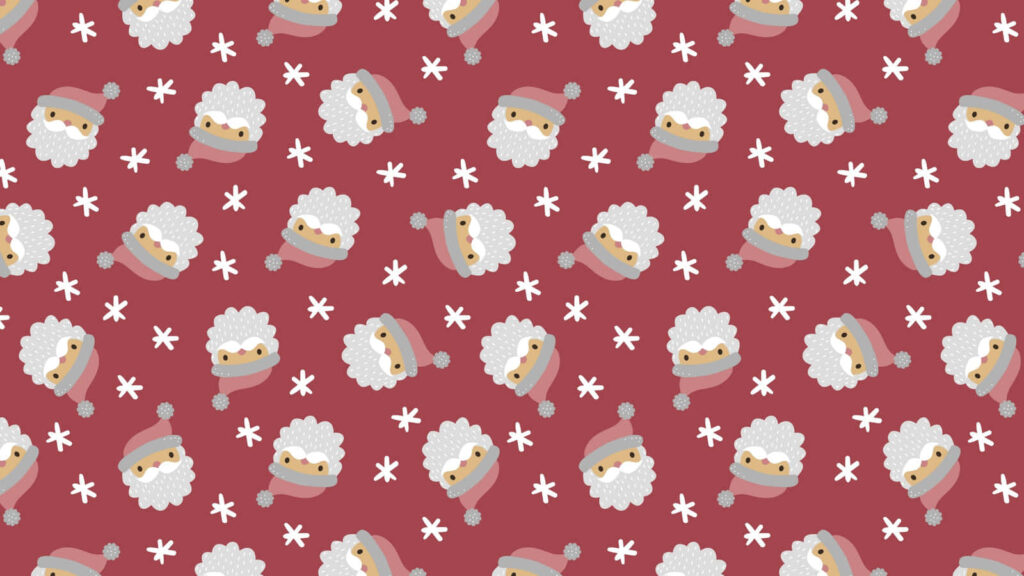 Festive Santa Claus Wallpaper with Snowflakes on Red Background