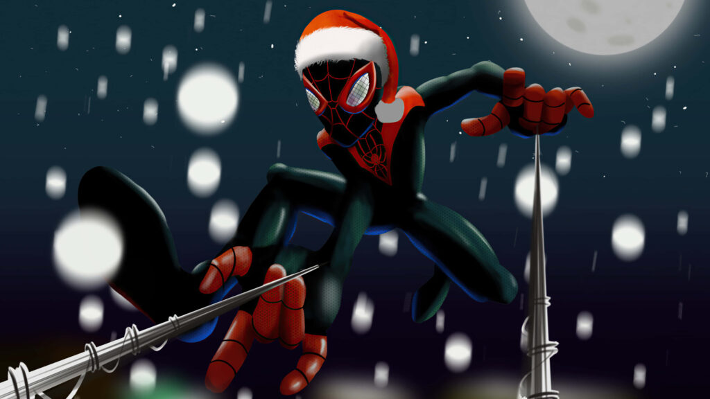 Superhero Santa Wallpaper: Festive Comic Scene for Holidays