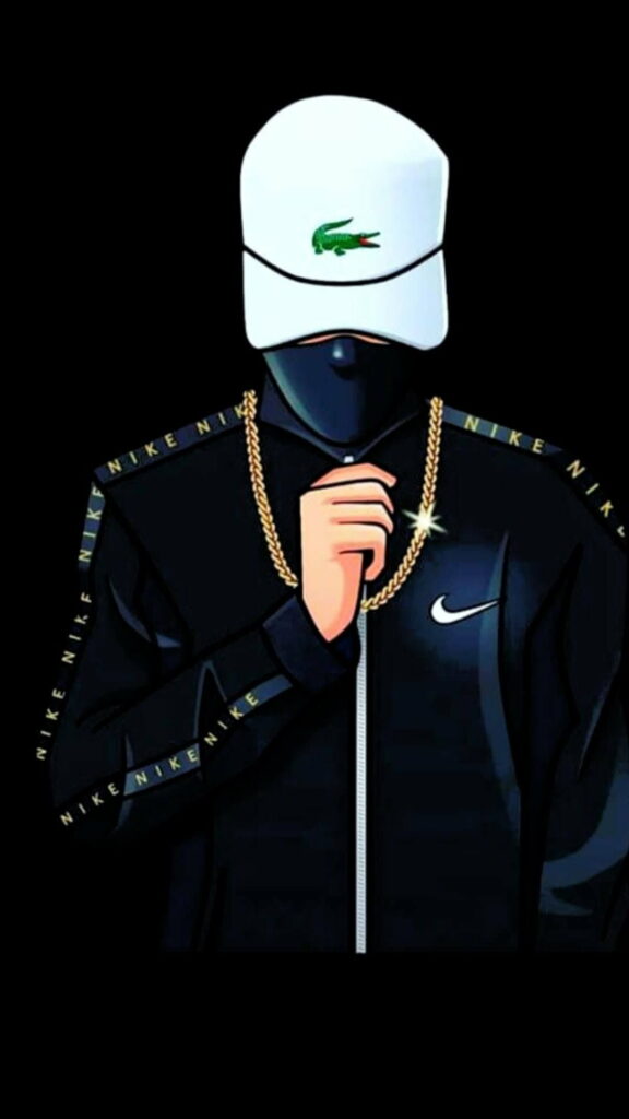 Cool urban streetwear HD DP with Nike tracksuit Lacoste cap gold chain black background Wallpaper