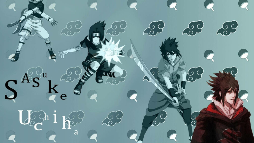 Symbolic Sasuke: Embracing the Naruto Legacy in Monochrome Harmony Wallpaper