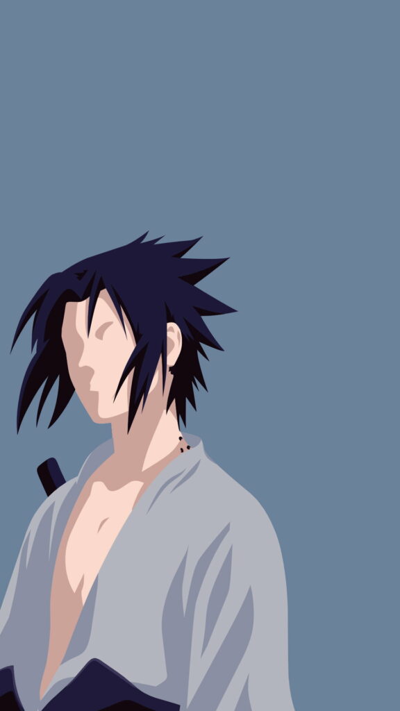 Sasuke Uchiha: A Minimalist Vector Art Wallpaper for Naruto Fans