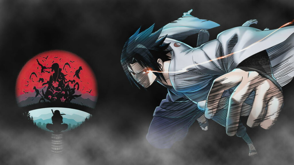 The Legendary Uchiha: Sasuke Unleashed in Captivating Anime Artwork Wallpaper