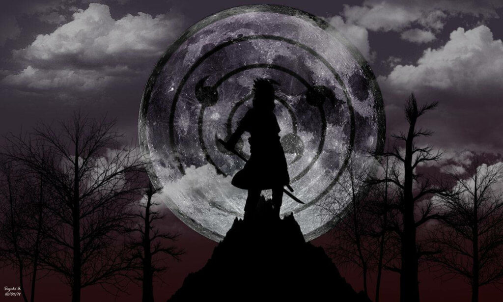 Dreamweaver Sasuke Uchiha casts the legendary Infinite Tsukuyomi, ensnaring the world in eternal illusions Wallpaper