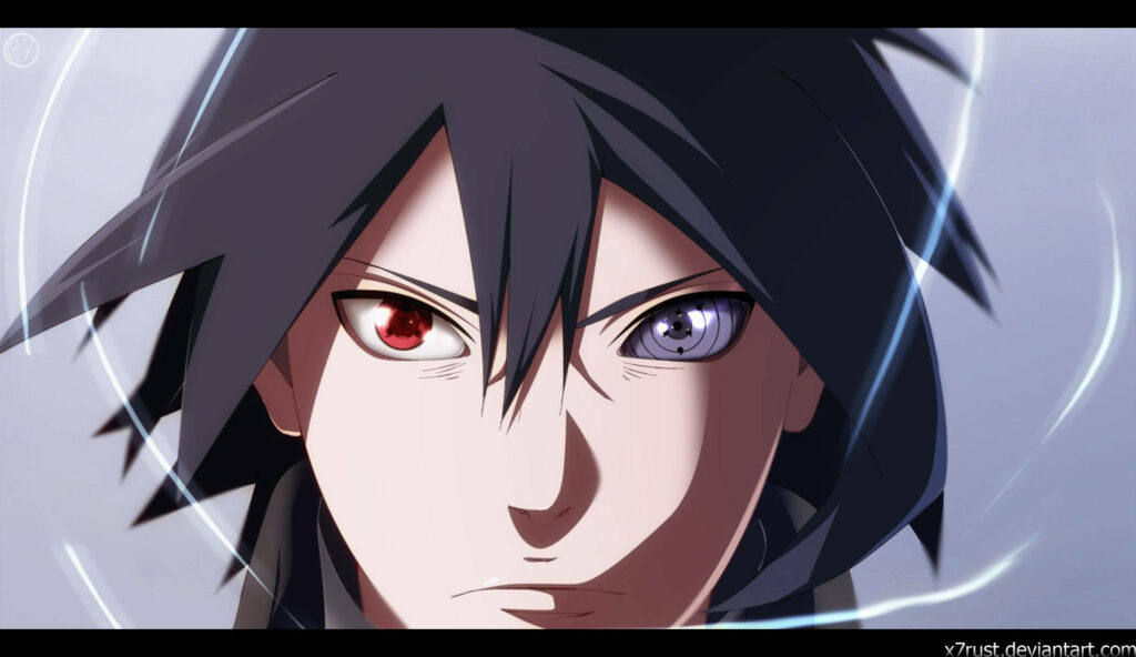 Eyes of a Savage: Sasuke Uchiha Flaunts His Rinnegan and Sharingan in Epic Wallpaper