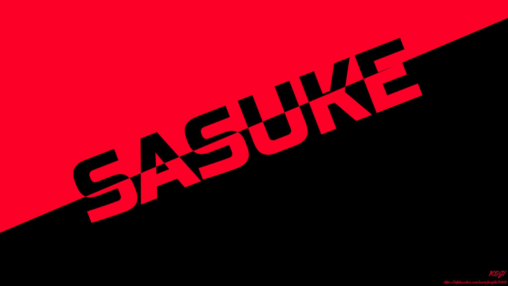 Sasuke's Stylish Red and Black 4K Wallpaper: Bold Black and Red Font on a Striking Background Photo