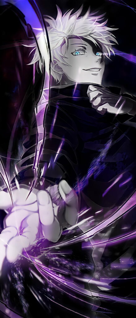 Mystical Master: Satoru Gojo from Jujutsu Kaisen - Stunning HD Phone Wallpaper with Anime Background