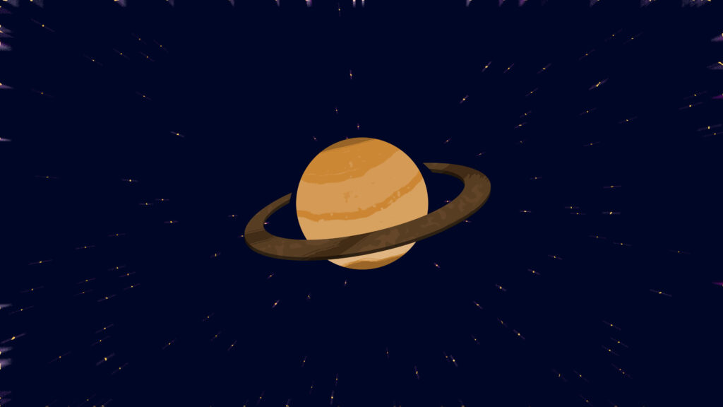 Starry Saturn: Captivating Cartoon Planet in Mesmerizing 4k Resolution Wallpaper