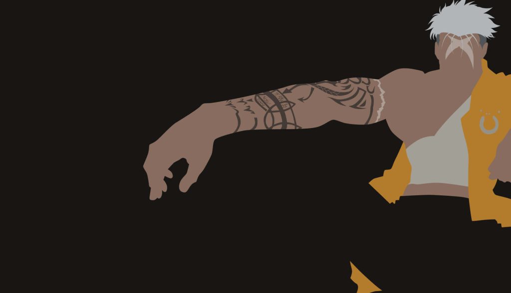 Minimalist Scar Fullmetal Alchemist vector wallpaper with white hair scar and alchemy tattoos