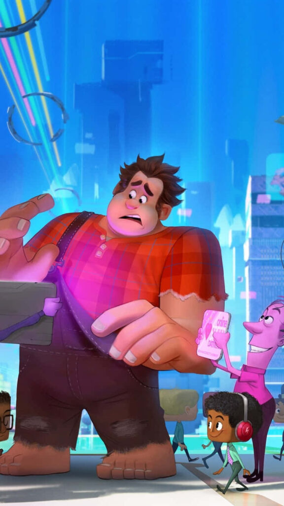 Scared Ralph Navigates Colorful Digital World - Wallpaper Background