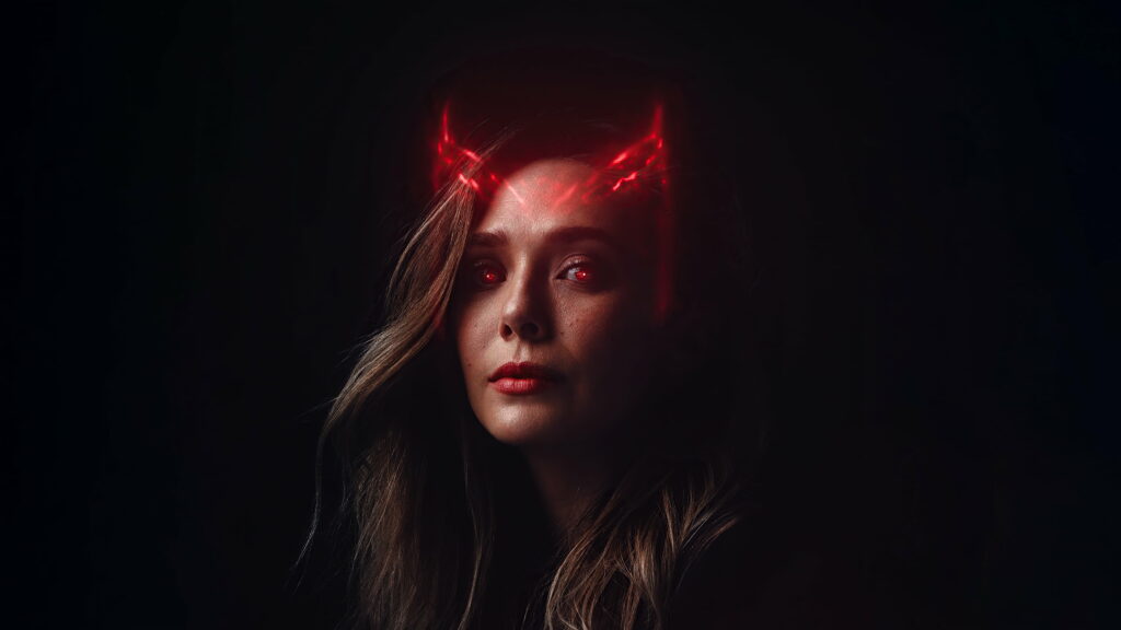 Mischief Unleashed: Scarlet Witch in WandaVision - A Devilish 4K Wallpaper