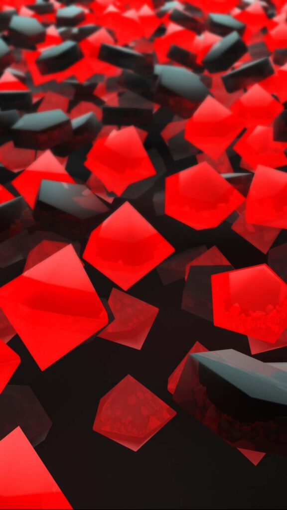 Abstract 3D Cubes: Dynamic Black and Red Design for iPhone Background Wallpaper