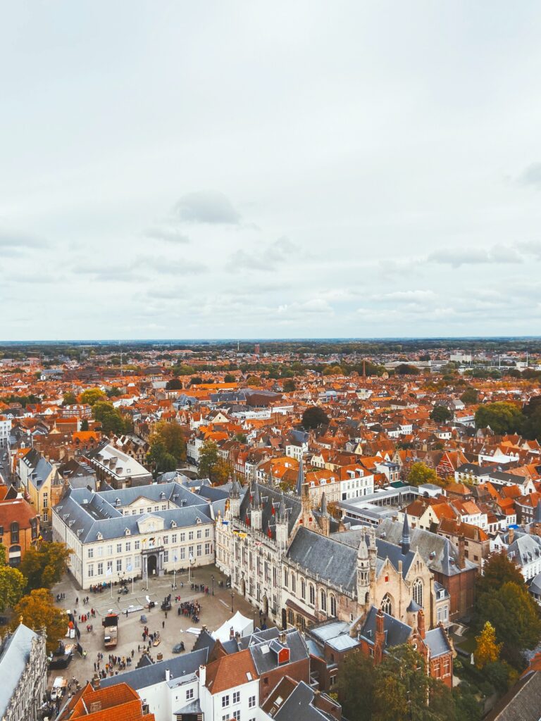 Scenic Bruges Aerial Wallpaper: Charming Medieval Architecture